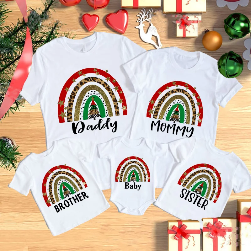 Rainbow Print Family Matching T-shirt Father Son and Mother Daughter Clothes Christmas Party Tee Tops White T Shirt Baby Romper
Rainbow Print Family Matching T-shirt Father Son and Mother Daughter Clothes Christmas Party Tee Tops White T Shirt Baby Romper
