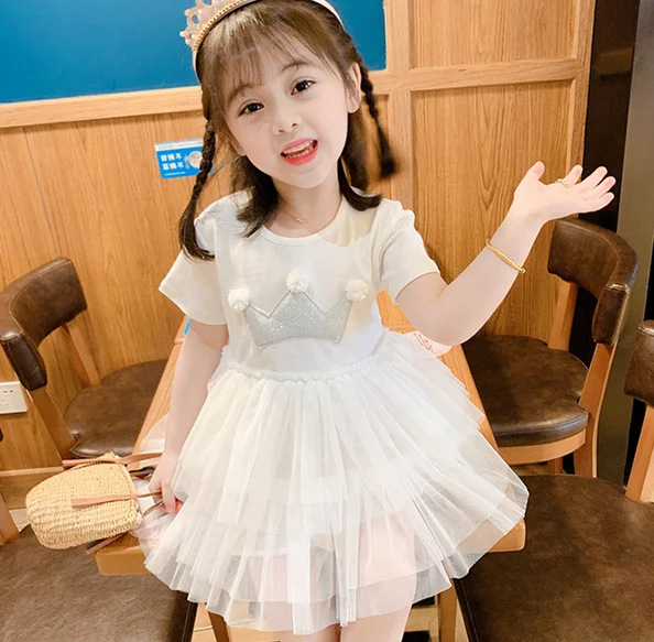 Kids Dress, Girls Crown Pattern Round Collar Short Sleeve One-Piece Layered Dress for Summer Fall, White/Pink
Kids Dress, Girls Crown Pattern Round Collar Short Sleeve One-Piece Layered Dress for Summer Fall, White/Pink
