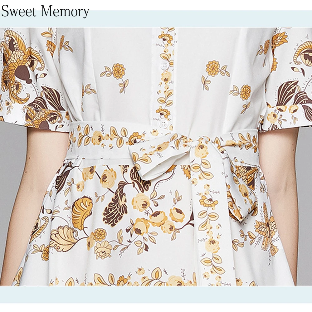 Sweet Memory Cocktail Dresses Runway Summer Short Sleeve Floral Print Robe Female Holiday Casual Beach Shirt Dress with Belt
Sweet Memory Cocktail Dresses Runway Summer Short Sleeve Floral Print Robe Female Holiday Casual Beach Shirt Dress with Belt