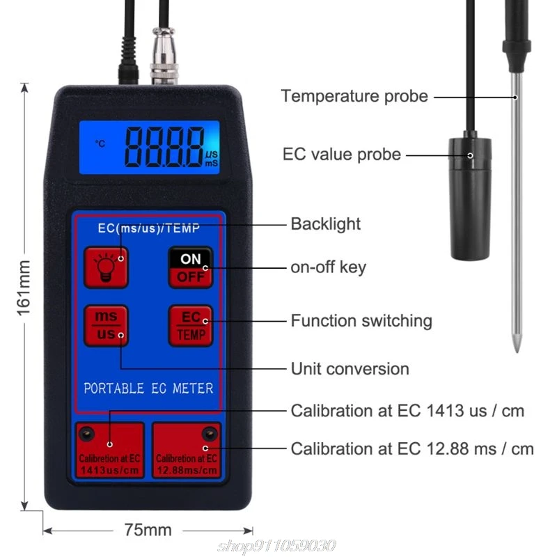 Newest EC-8423 Digital EC Meter 2 in 1 TEMP EC Tester Conductivity Meters Water Quality Test Tool for Pool A D11 20 Dropshipping 
Newest EC-8423 Digital EC Meter 2 in 1 TEMP EC Tester Conductivity Meters Water Quality Test Tool for Pool A D11 20 Dropshipping