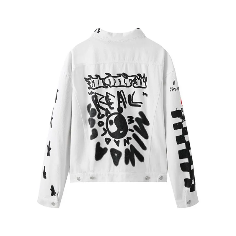 ABOORUN 2020 Men's Fashion Graffiti Denim Jackets White Broken Hole Jackets Streetwear Cotton Coat for Male
ABOORUN 2020 Men's Fashion Graffiti Denim Jackets White Broken Hole Jackets Streetwear Cotton Coat for Male