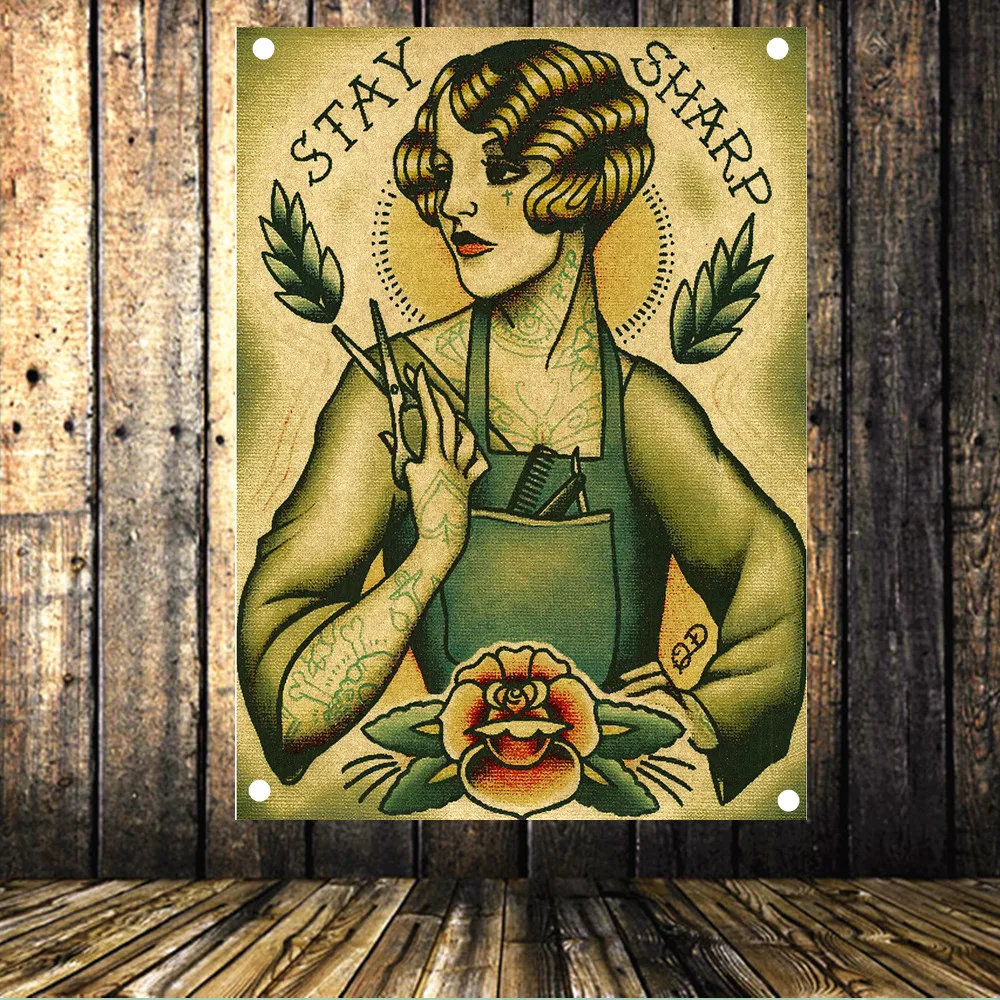 STAY SHARP Barber Shop Signboard HD Cloth Printing Decor Wall Stickers Old school class tattoo Poster Flag Banner Wall Decor
STAY SHARP Barber Shop Signboard HD Cloth Printing Decor Wall Stickers Old school class tattoo Poster Flag Banner Wall Decor