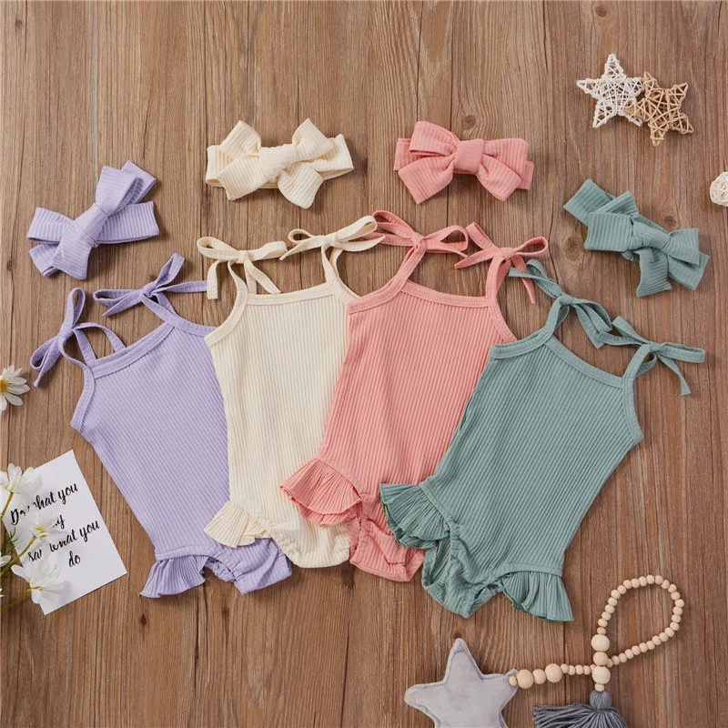 Baby Girls Summer Outfits Sleeveless Strap Ruffle Bodysuit with Headband Set Cute Baby Girl Clothes Jumpsuit
Baby Girls Summer Outfits Sleeveless Strap Ruffle Bodysuit with Headband Set Cute Baby Girl Clothes Jumpsuit