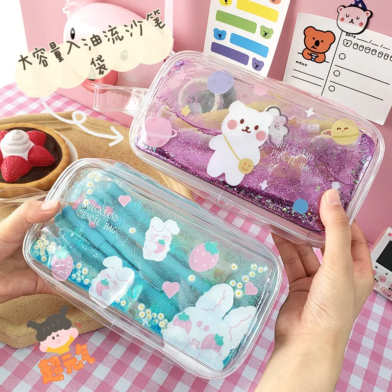 Liquid Flow Quicksand Pencil Case Large Capacity Daisy Cosmetic Bag Cute Girl Storage Bag Transparent Pen Box Student Stationery
Liquid Flow Quicksand Pencil Case Large Capacity Daisy Cosmetic Bag Cute Girl Storage Bag Transparent Pen Box Student Stationery