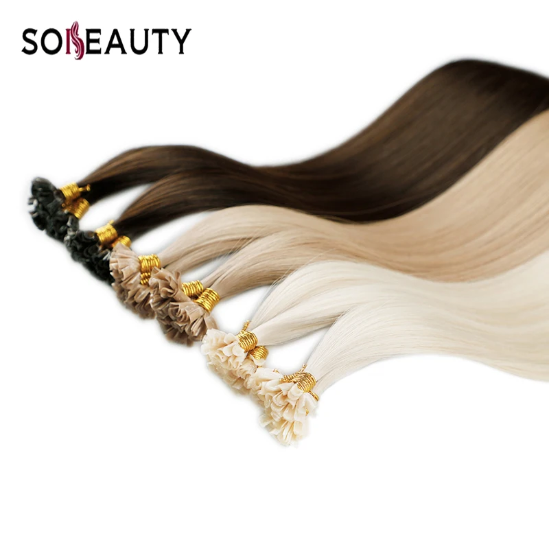 Sobeauty u образные волосы для наращивания человеческие Remy 2 #18 #60 # Наращивание волос