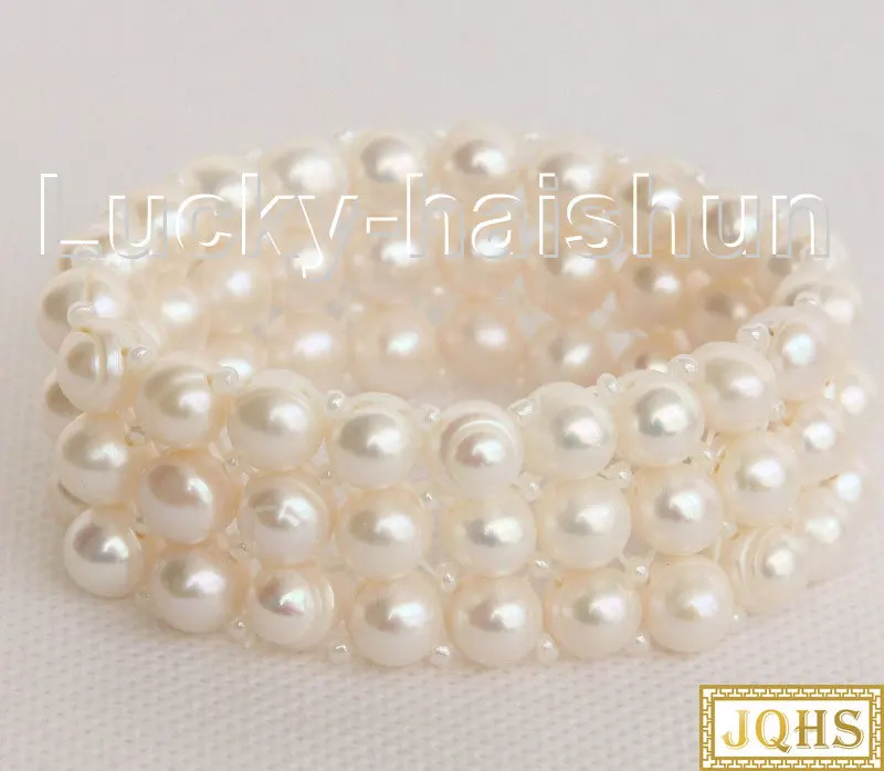 natural Baroque springy Stretchable 3row 10mm round white pearls bracelet j10439
natural Baroque springy Stretchable 3row 10mm round white pearls bracelet j10439