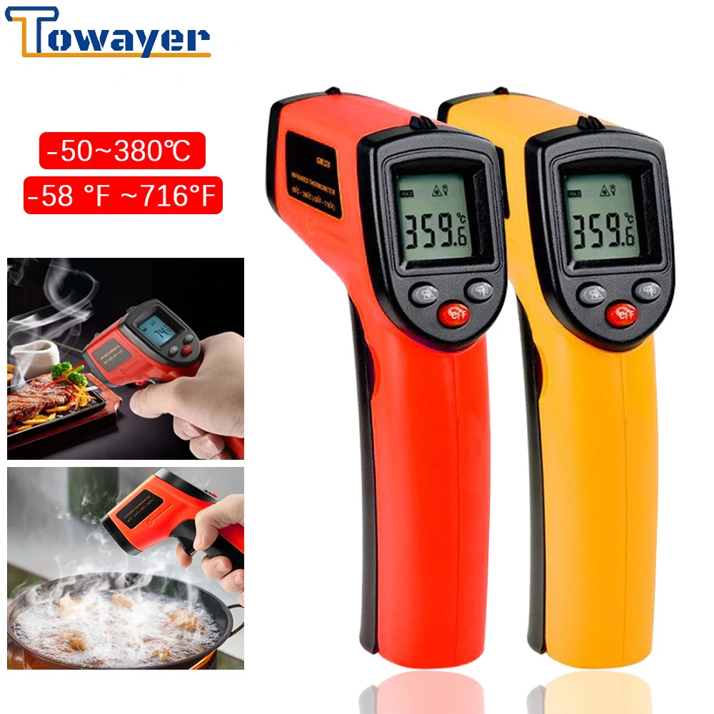 

Towayer Digital GM320 Thermometer Infrared Non-Contact Temperature Meter Pyrometer LCD Display IR Laser Point Gun -50~380 degree