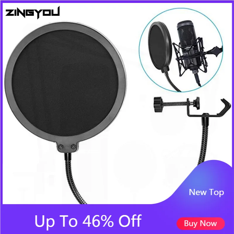 ZINGYOU Pop фильтр для студийного микрофона поп двухслойная маска ветрового стекла
