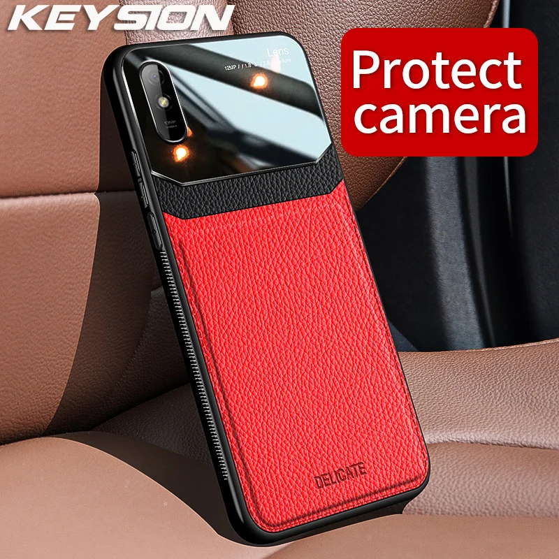 KEYSION модный противоударный чехол для Xiaomi Redmi 9A кожаный зеркальный из закаленного
