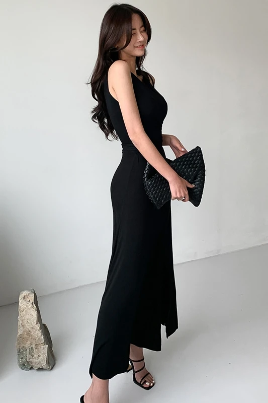 Black Sleeveless Summer Dresses Korean Style High Waist Slim V-neck Drawstring Long Maxi Dresses for Women Robes T0175
Black Sleeveless Summer Dresses Korean Style High Waist Slim V-neck Drawstring Long Maxi Dresses for Women Robes T0175