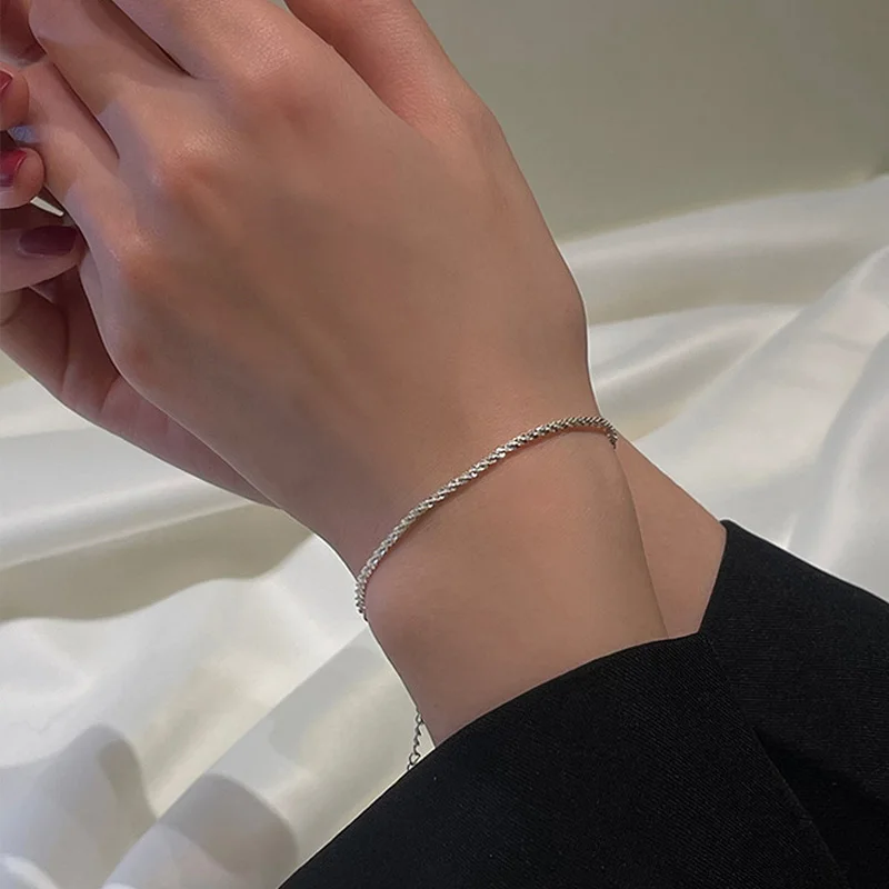 Модный регулируемый браслет из стерлингового серебра 925 пробы с блестящим