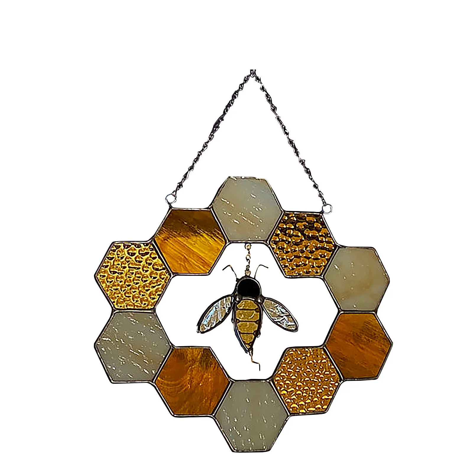 Creative Hanging Decorations Stained Glass Honeycomb With Bumble Bee Charm Suncatcher Hanging Decoration Home Accessories
Creative Hanging Decorations Stained Glass Honeycomb With Bumble Bee Charm Suncatcher Hanging Decoration Home Accessories