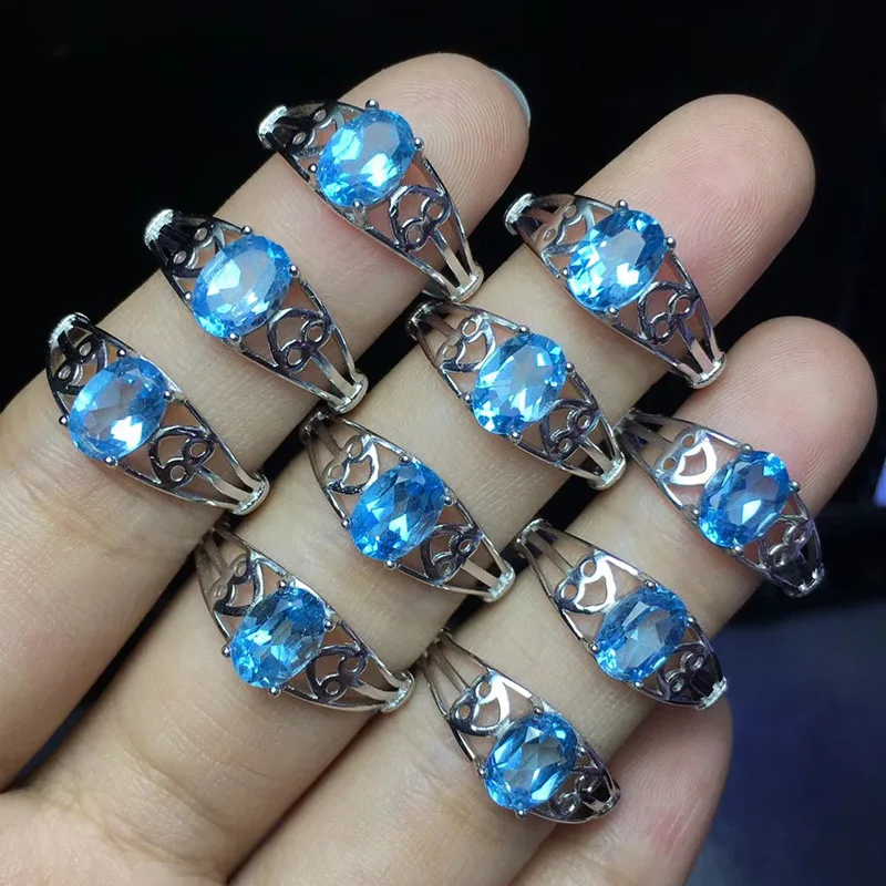 Natural blue topaz 925 sterling silver women's ring simple classic adjustable ring women's fine jewelry
Natural blue topaz 925 sterling silver women's ring simple classic adjustable ring women's fine jewelry