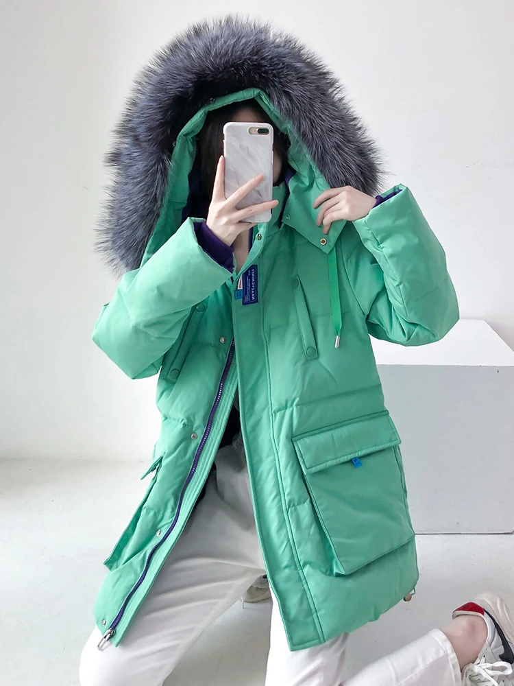 Winter Women Down Parkas Natural Real Fur Hooded 90% White Duck Down Jacket Warm White Green Military Puffer Couples Coats
Winter Women Down Parkas Natural Real Fur Hooded 90% White Duck Down Jacket Warm White Green Military Puffer Couples Coats