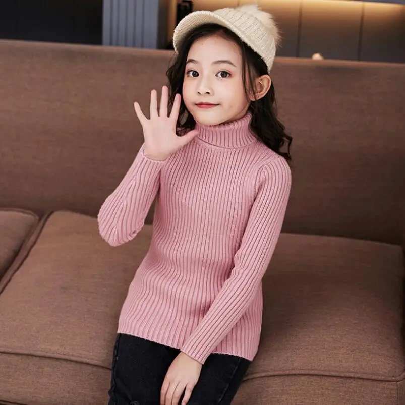 Осенне-зимний вязаный свитер с высоким воротником и длинным рукавом | Детская