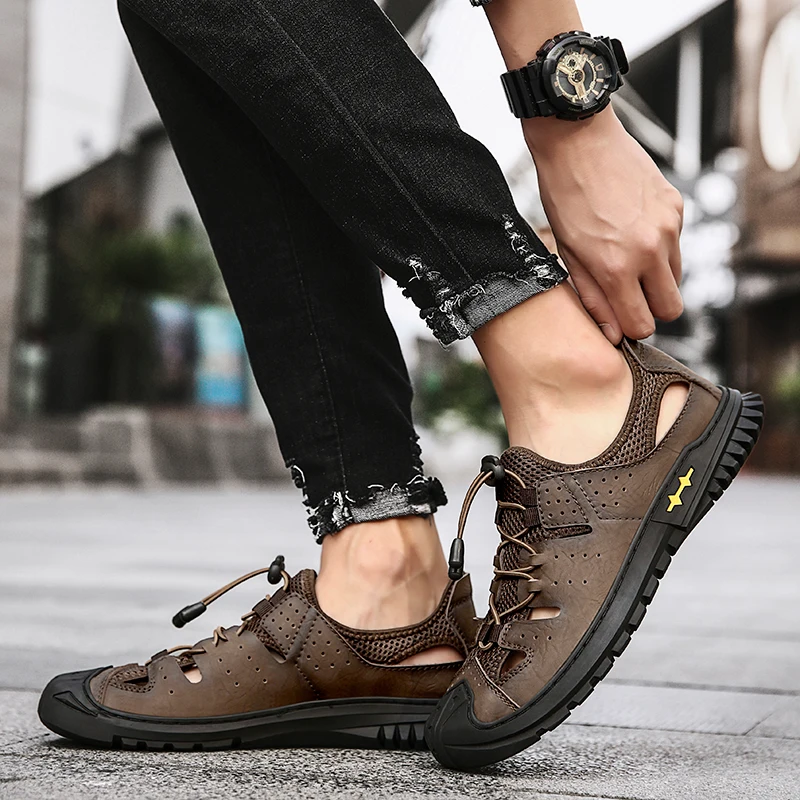 Quality Men Sandals Natural Leather Summer Shoes Men Handmade Beach Sandals Shoes Hard-wearing Men Shoes Zapatos Hombre
Quality Men Sandals Natural Leather Summer Shoes Men Handmade Beach Sandals Shoes Hard-wearing Men Shoes Zapatos Hombre