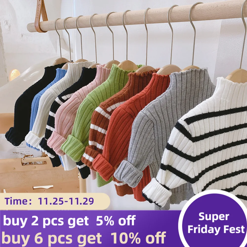 Детский универсальный свитер для мальчиков и девочек водолазка нижняя рубашка детские свитера в полоску осенняя одежда для девочек
Детский универсальный свитер для мальчиков и девочек водолазка нижняя рубашка детские свитера в полоску осенняя одежда для девочек