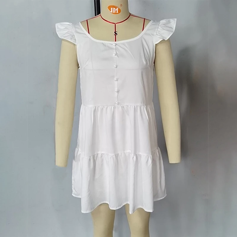 Women Loose Ruffles Sleeveless Mini Dress 2021 Summer Casual Square Neck Button White Black Beach Dress Plus Size Party Vestidos
Women Loose Ruffles Sleeveless Mini Dress 2021 Summer Casual Square Neck Button White Black Beach Dress Plus Size Party Vestidos