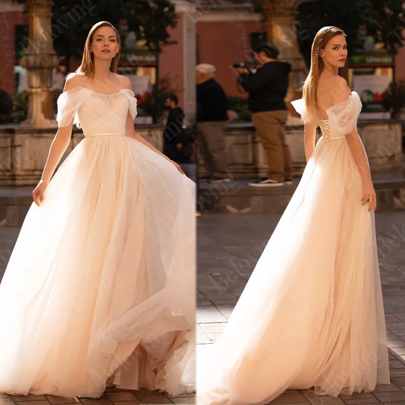 Off the Shoulder Wedding Dresses Lace Appliques Bridal Wedding Gowns Champagne Lining Bride Dress Vestido De Noiva Custom Made
Off the Shoulder Wedding Dresses Lace Appliques Bridal Wedding Gowns Champagne Lining Bride Dress Vestido De Noiva Custom Made