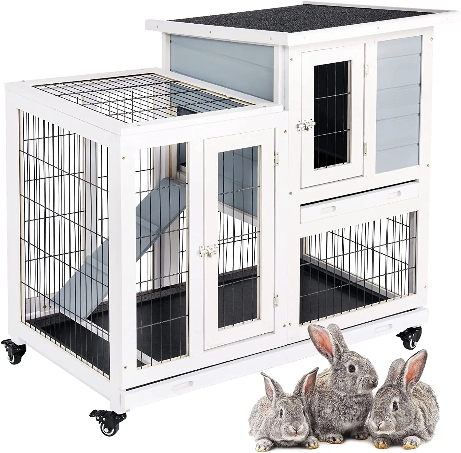 Sunmthink Rabbit Hutch Indoor Outdoor Bunny Cage, Guinea Pig Wooden House for Small Animal with Trays and Waterproof Roof
Sunmthink Rabbit Hutch Indoor Outdoor Bunny Cage, Guinea Pig Wooden House for Small Animal with Trays and Waterproof Roof