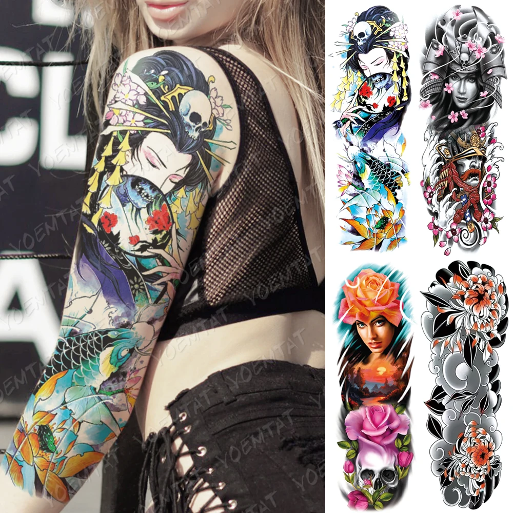 Large Arm Sleeve Tattoo Japanese Geisha Waterproof Temporary Tatto Sticker Carp Waist Leg Body Art Full Fake Tatoo Women Men
Large Arm Sleeve Tattoo Japanese Geisha Waterproof Temporary Tatto Sticker Carp Waist Leg Body Art Full Fake Tatoo Women Men