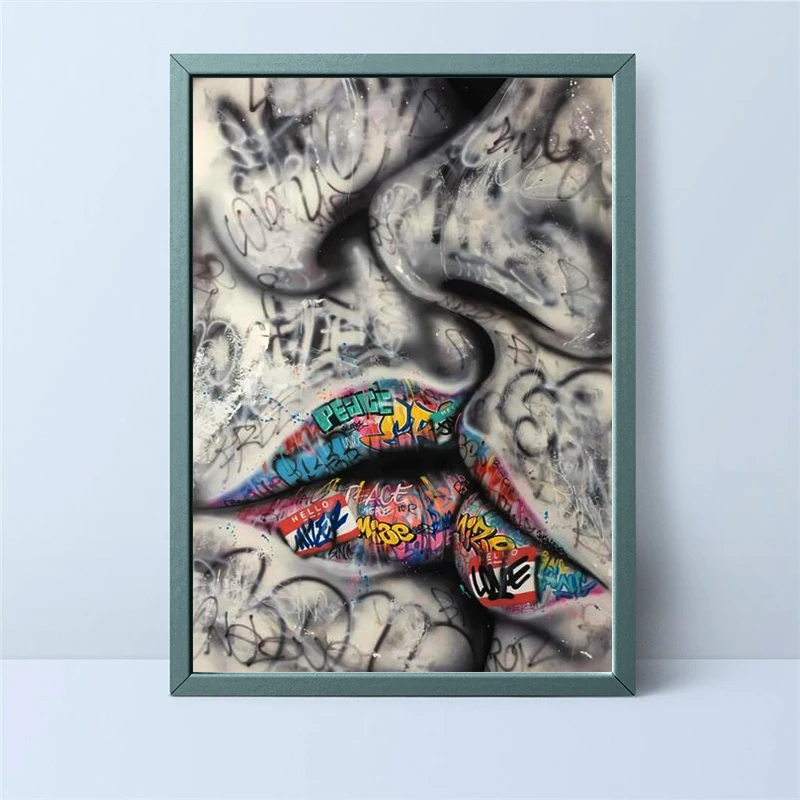 Lover Kissing Street Graffiti Art Painting on Canvas Posters and Prints Abstract Wall Art Picture for Living Room Home Decor
Lover Kissing Street Graffiti Art Painting on Canvas Posters and Prints Abstract Wall Art Picture for Living Room Home Decor