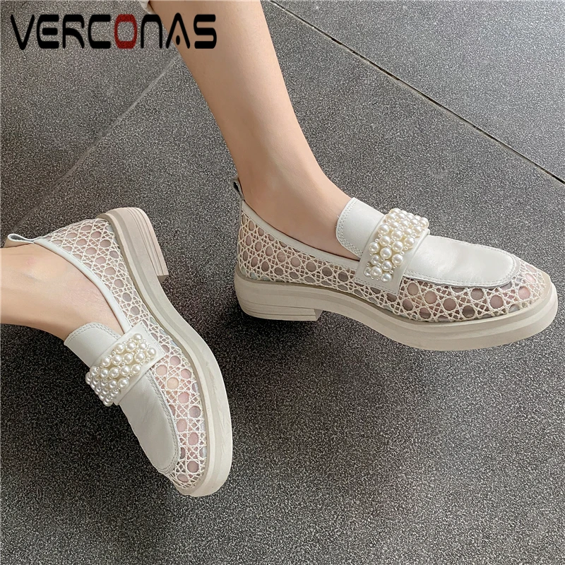 VERCONAS Genuine Leather Mesh Women Pumps New String Bead Low Heels Casual Working Spring Summer Basic Round Toe Shoes Woman
VERCONAS Genuine Leather Mesh Women Pumps New String Bead Low Heels Casual Working Spring Summer Basic Round Toe Shoes Woman