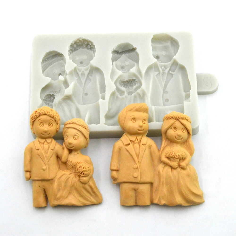 Cartoon doll bride and groom shape fondant cake mold diy baking tools wedding cake border decoration silicone mold
Cartoon doll bride and groom shape fondant cake mold diy baking tools wedding cake border decoration silicone mold