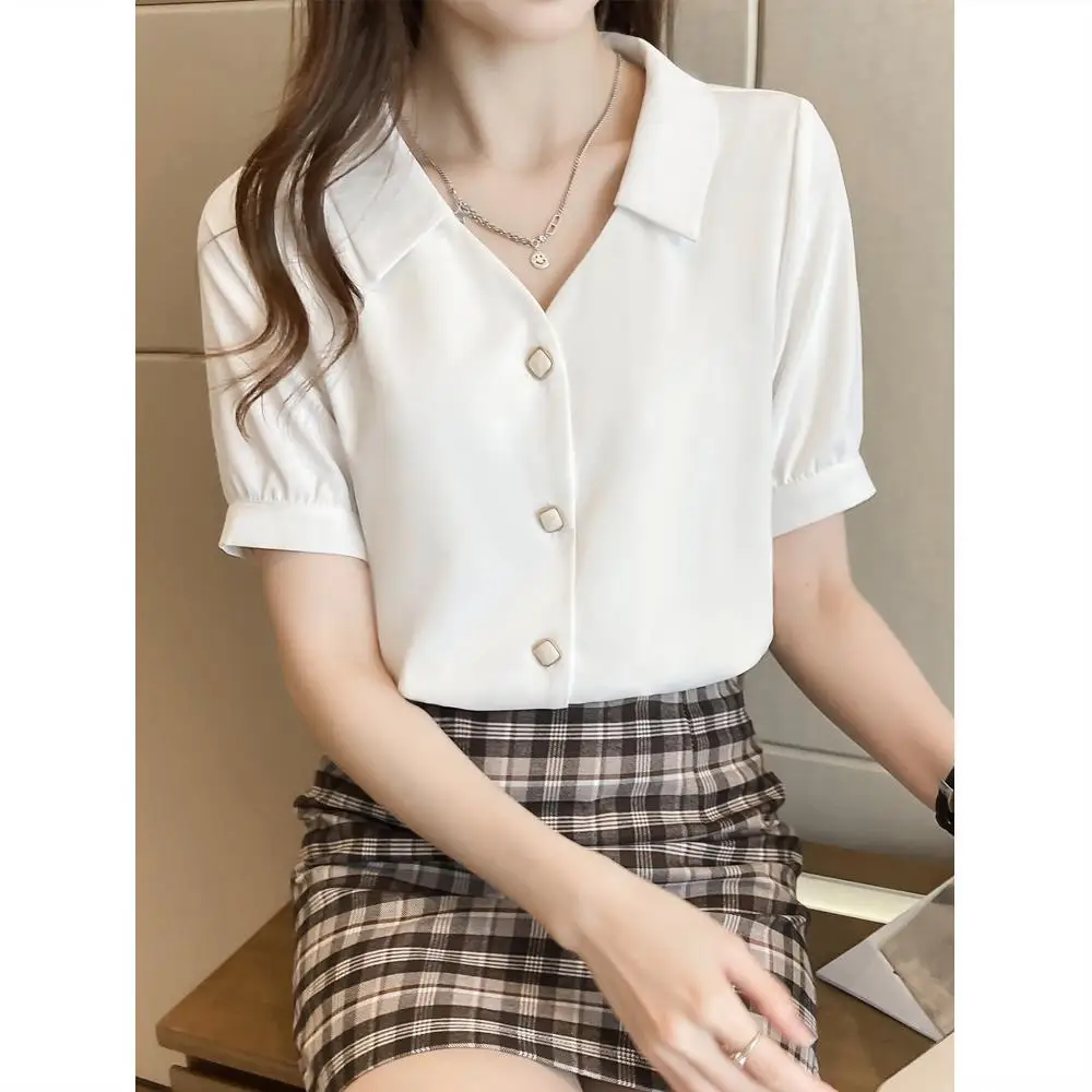 Blouse Women 2021 Summer Chiffon Shirts Blouse Tops Fashion High Casual V-Neck Loose short sleeve Blouses party Femme Blusa
Blouse Women 2021 Summer Chiffon Shirts Blouse Tops Fashion High Casual V-Neck Loose short sleeve Blouses party Femme Blusa