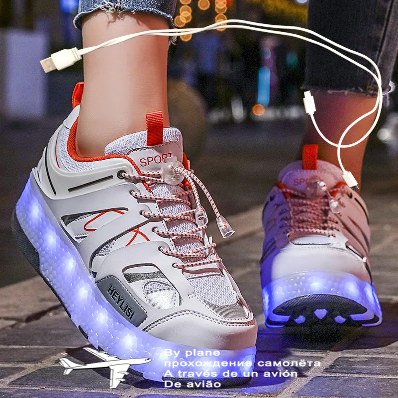 Roller Sneakers for Kids Boys Size 28-40 LED Light Up Shoes with Double Wheels USB Charging Skate Shoes for Children Boys Girls
Roller Sneakers for Kids Boys Size 28-40 LED Light Up Shoes with Double Wheels USB Charging Skate Shoes for Children Boys Girls
