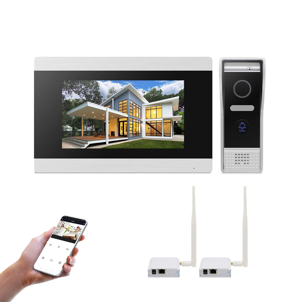 Jeatone 7-дюймовый сенсорный экран WiFi IP видеодомофон для виллы с мини беспроводным