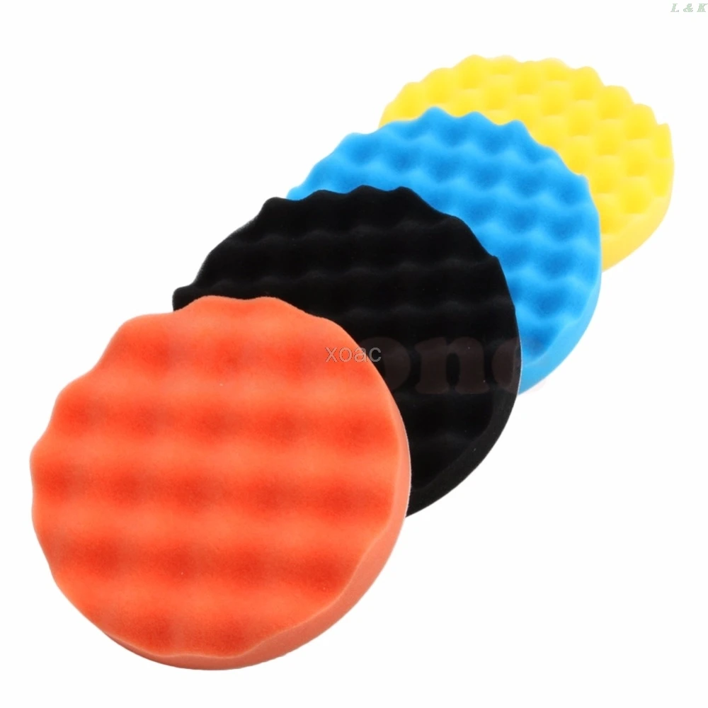 

4pcs/Set 3/4/5/6/7 Inch Buffing Sponge Polishing Pad Hand Tool Kit For Car Polisher Wax M12 dropship