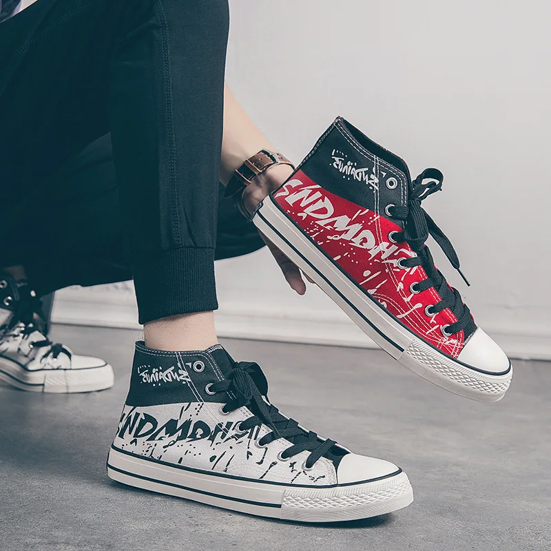 New 2021 High-Top Men's Canvas Shoes Trendy Casual All-Matching Breathable Black Board Shoes Flat Shoes for Students 
New 2021 High-Top Men's Canvas Shoes Trendy Casual All-Matching Breathable Black Board Shoes Flat Shoes for Students