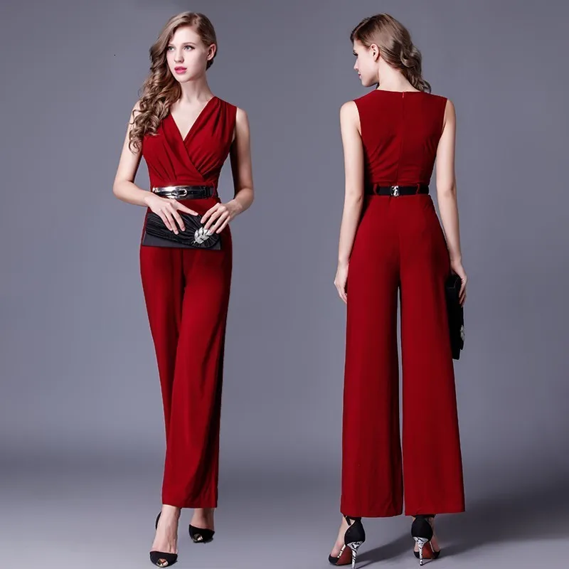 Fashion Women Sexy V Neck Sleeveless Jumpsuit Ankle Length Wide Leg One Piece Playsuits Office Ladies High Waist Sashes Bodysuit
Fashion Women Sexy V Neck Sleeveless Jumpsuit Ankle Length Wide Leg One Piece Playsuits Office Ladies High Waist Sashes Bodysuit