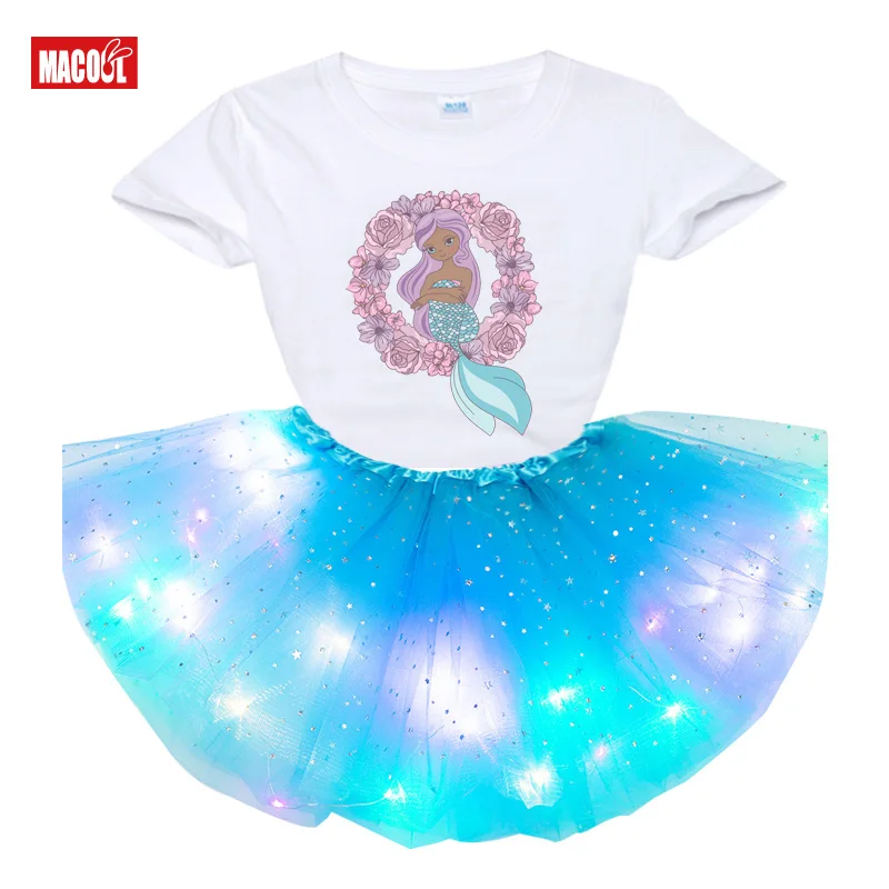 Girls Luminous Skirt Set 2021 Summer T Shirt Kids Dress Clothes Cartoon Print T-shirt 2Pcs Suit Girl Tutu Dress Birthday Present
Girls Luminous Skirt Set 2021 Summer T Shirt Kids Dress Clothes Cartoon Print T-shirt 2Pcs Suit Girl Tutu Dress Birthday Present