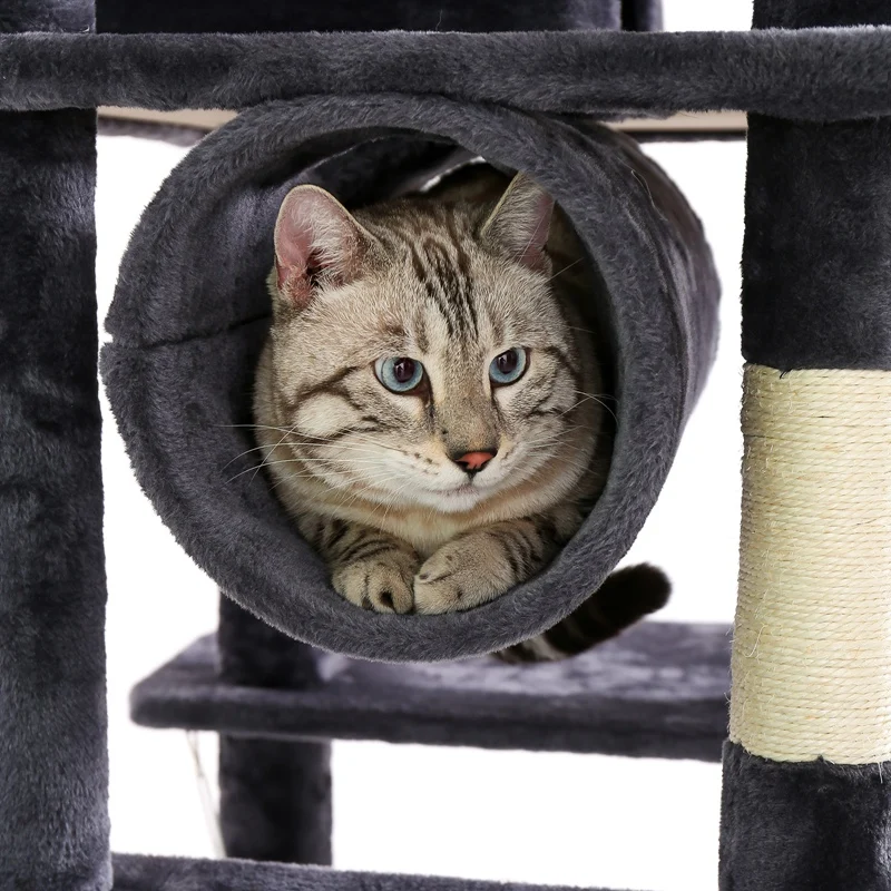 Cat Tree Condo Furniture Kitten Activity Tower Pet Kitty Play House with Scratching Posts Perch Hammock Tunnel Dark grey 
Cat Tree Condo Furniture Kitten Activity Tower Pet Kitty Play House with Scratching Posts Perch Hammock Tunnel Dark grey