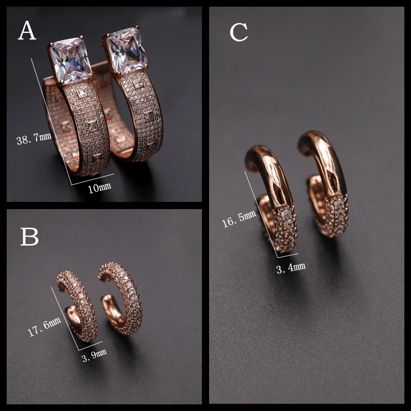 Luxury Rose Gold Big Hoop Earrings For Women Full Cubic Zircon Crystal Circle Ear Cuff Clip Earring Sets Wedding Fashion Jewelry
Luxury Rose Gold Big Hoop Earrings For Women Full Cubic Zircon Crystal Circle Ear Cuff Clip Earring Sets Wedding Fashion Jewelry