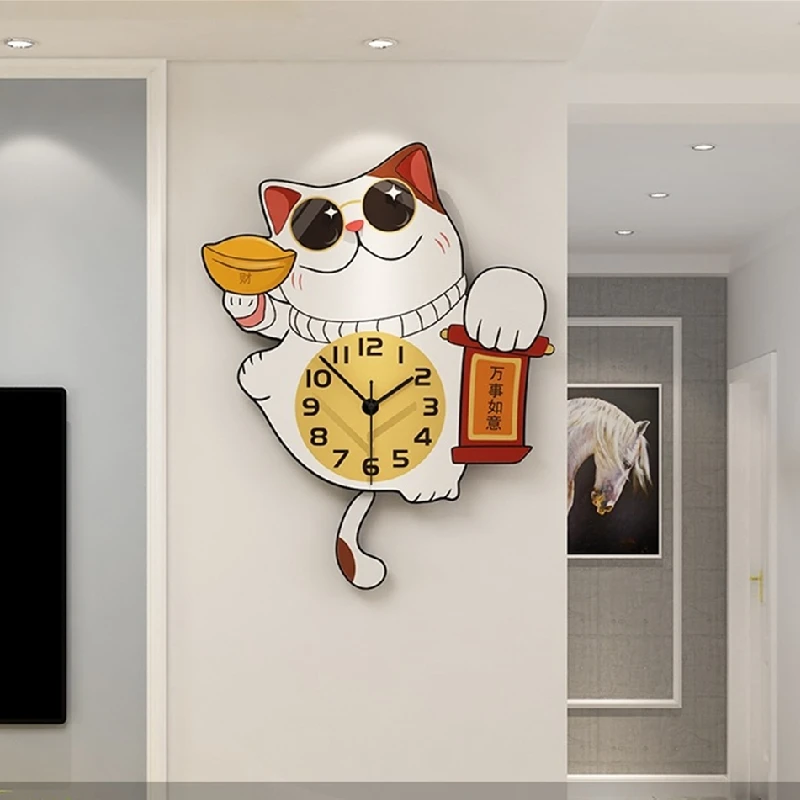Net red lucky cat clock wall clock living room home fashion creative modern minimalist clock wall cartoon wall watch
Net red lucky cat clock wall clock living room home fashion creative modern minimalist clock wall cartoon wall watch