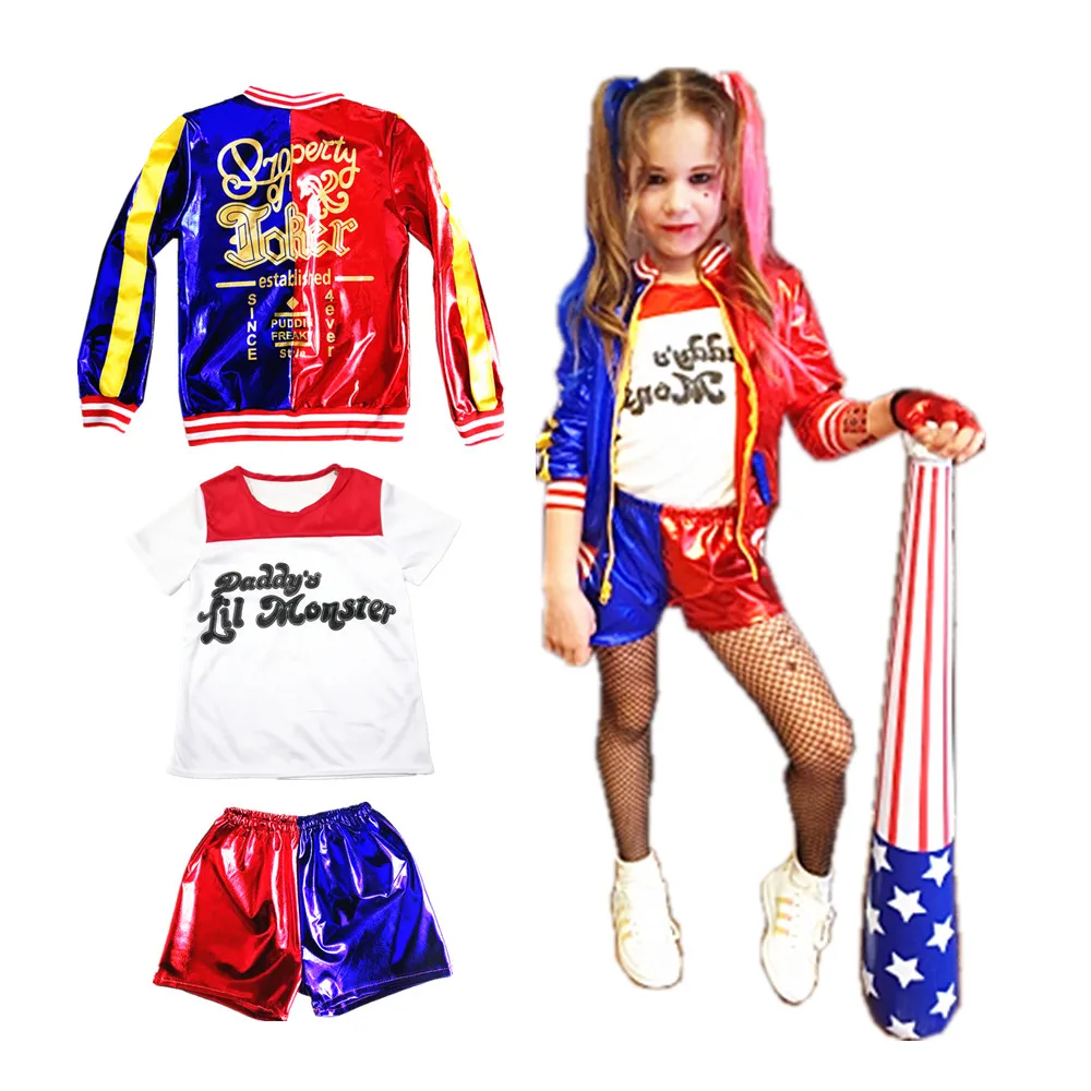 Carnival Kids Girls Suicide Harley Cosplay Costumes Quinn Squad Monster Jacket T-Shirt Shorts Suit Halloween Clothes
Carnival Kids Girls Suicide Harley Cosplay Costumes Quinn Squad Monster Jacket T-Shirt Shorts Suit Halloween Clothes