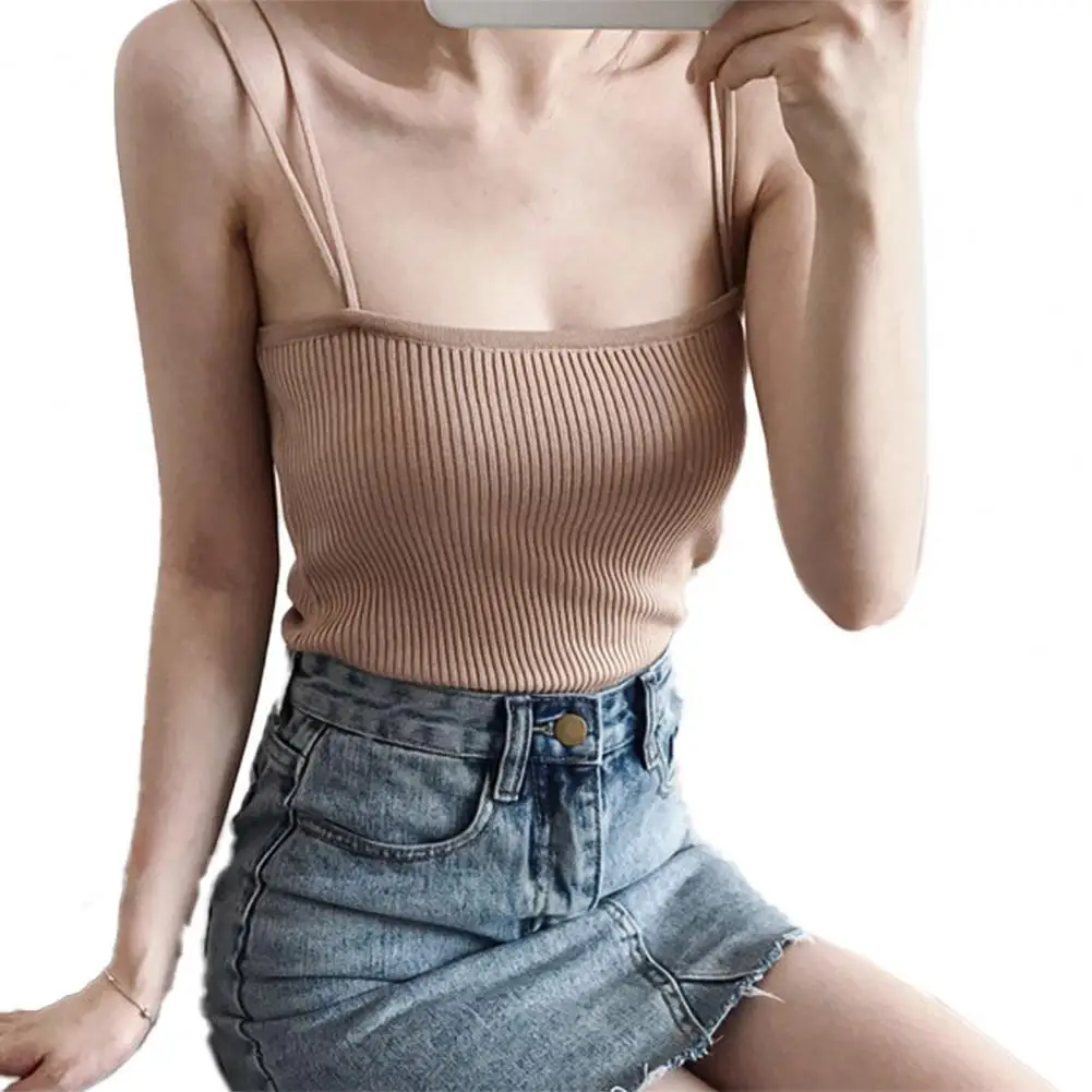 Elestic Sling Solid Color Knitted Vest Double Shoulder Strap Tank Top Streetwear
Elestic Sling Solid Color Knitted Vest Double Shoulder Strap Tank Top Streetwear