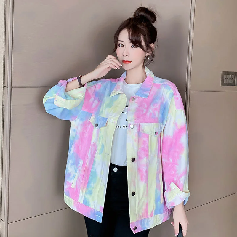 #3337 Korean Style Gradient Color Tie Dyed Print Denim Jacket Women Loose Streetwear Hip Hop Jacket Harajuku Denim Coat Female
#3337 Korean Style Gradient Color Tie Dyed Print Denim Jacket Women Loose Streetwear Hip Hop Jacket Harajuku Denim Coat Female