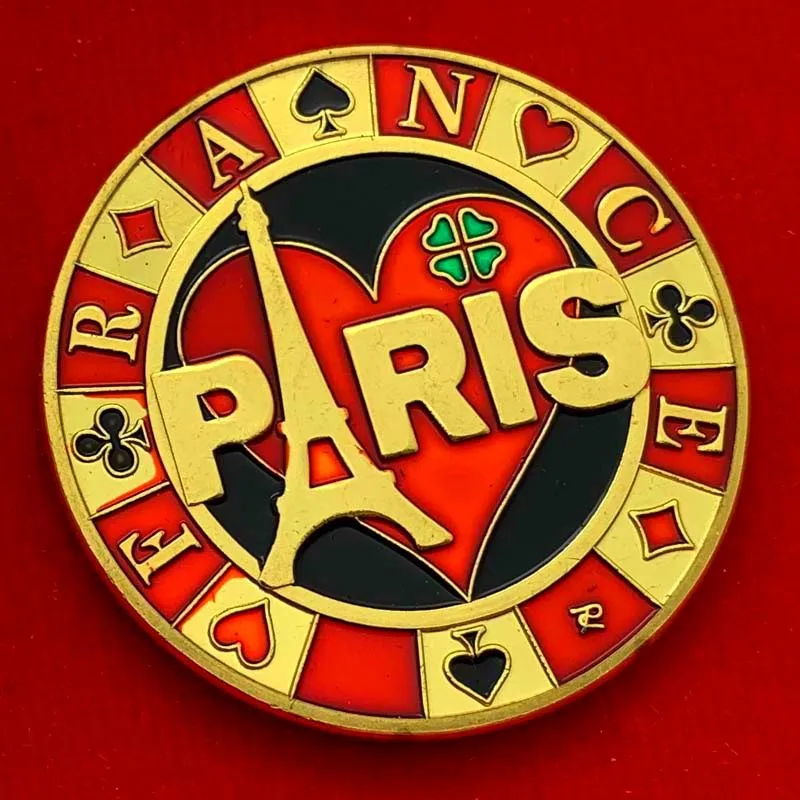 France Paris Eiffel Tower Souvenir Gold Plated Coin Poker Card-Guard Heart Pattern Collection Art Commemorative Coin
France Paris Eiffel Tower Souvenir Gold Plated Coin Poker Card-Guard Heart Pattern Collection Art Commemorative Coin