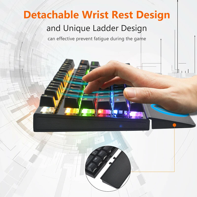 12 Multimedia Keys Mechanical Keyboard USB Wired 87-Keys Gaming Mechanical Keyboard RGB LED Light Rainbow Backlight
12 Multimedia Keys Mechanical Keyboard USB Wired 87-Keys Gaming Mechanical Keyboard RGB LED Light Rainbow Backlight