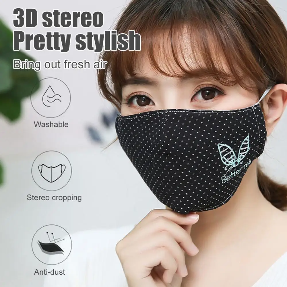 

1pcs Summer Mouth Mask Women 3D Cotton Anti Dust Anti Haze Washable Reusable Face Mask Dustproof Healthy Mouth-muffle Masks