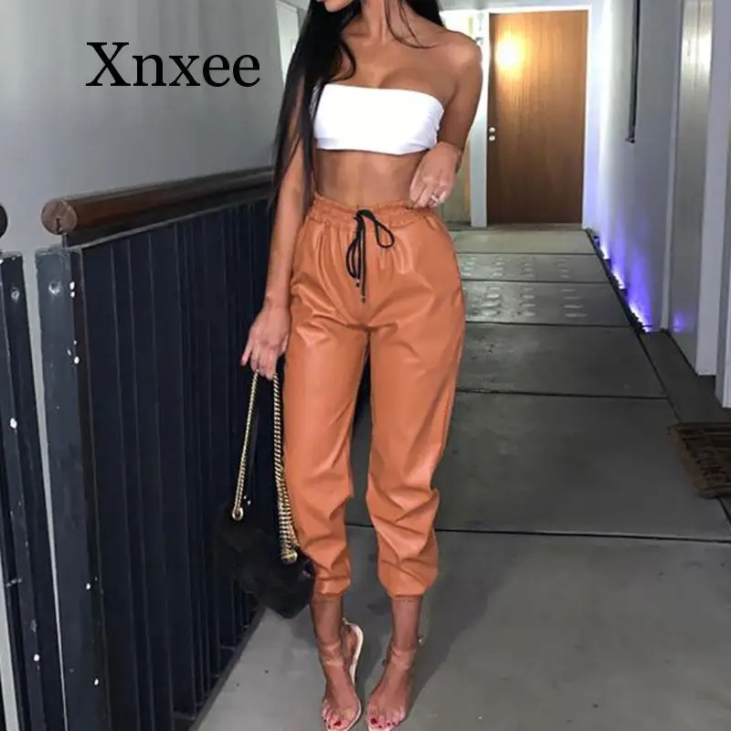 Women PU Leather Pants Fashion Street Lady Elastic Waist Pencil Pants Autumn Drawstring Sweatpants Pockets Cool Trousers
Women PU Leather Pants Fashion Street Lady Elastic Waist Pencil Pants Autumn Drawstring Sweatpants Pockets Cool Trousers
