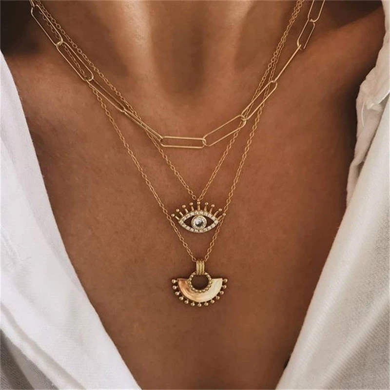 Creative Temperament Fan shape Eyes Pendant Necklace Jewelry Accessories 
Creative Temperament Fan shape Eyes Pendant Necklace Jewelry Accessories