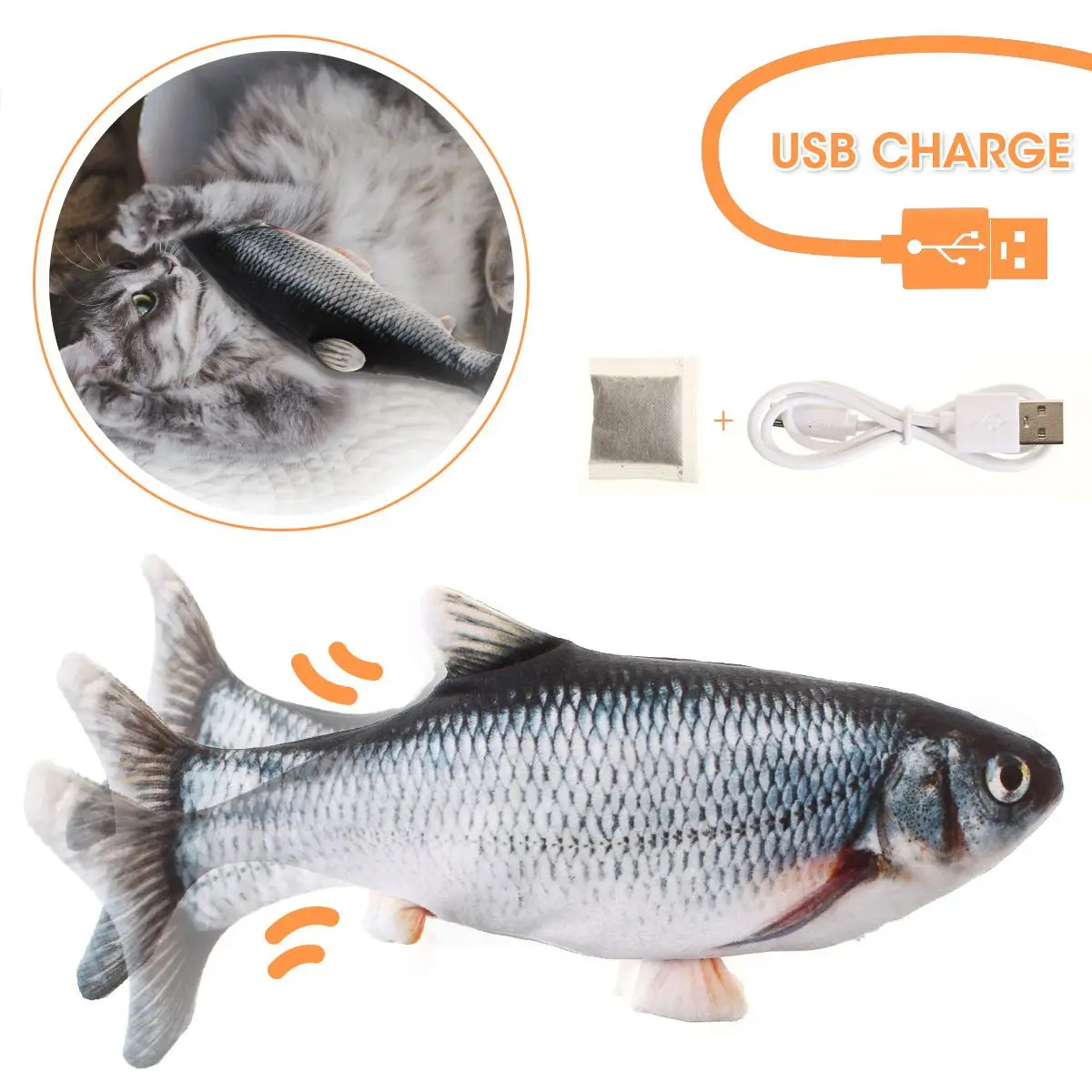 USB Electric Moving Cat Kicker Fish Toy, Realistic Catnip Kicker Toys, Plush Interactive Flopping Fish Cat Toys for Cat Exercise
USB Electric Moving Cat Kicker Fish Toy, Realistic Catnip Kicker Toys, Plush Interactive Flopping Fish Cat Toys for Cat Exercise