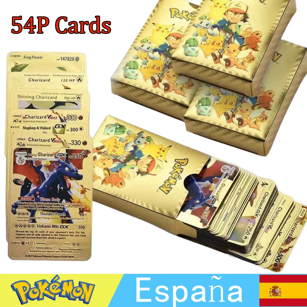 27-54 шт., карты Pokemon из Испании, металлическая карта, V-образная карта, желтая карта Vmax, Детская фотография, рождественский подарок
27-54 шт., карты Pokemon из Испании, металлическая карта, V-образная карта, желтая карта Vmax, Детская фотография, рождественский подарок