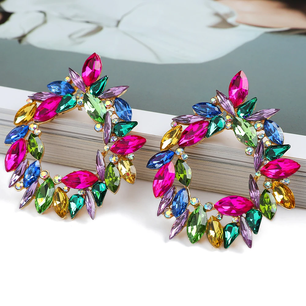 Fashion Double Geometric Crystal Round Big Dangle Earrings For Women Girl Boho Luxury Ear Accessories Vintage Unique Jewelry
Fashion Double Geometric Crystal Round Big Dangle Earrings For Women Girl Boho Luxury Ear Accessories Vintage Unique Jewelry