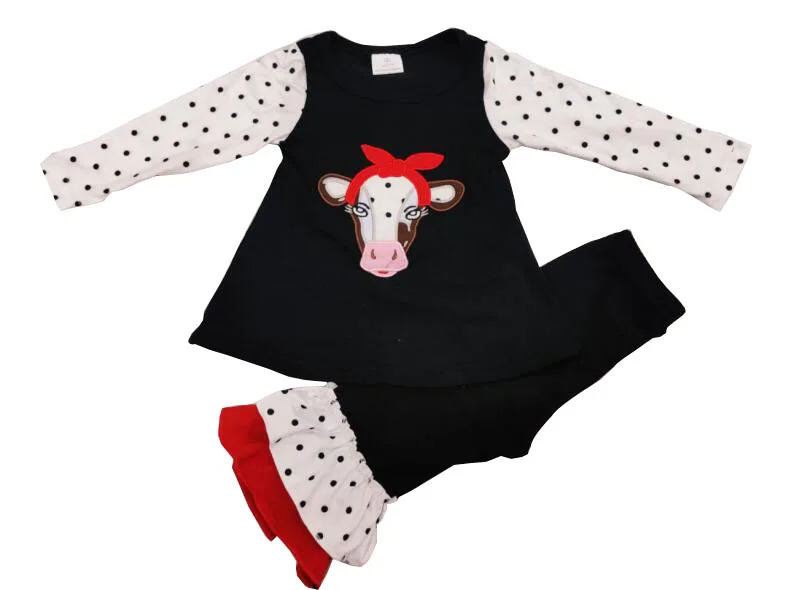 Фото Комплект детской одежды для девочек с вышивкой Корова и - купить